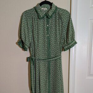 Green White Petals Max Studio Maxi Dress